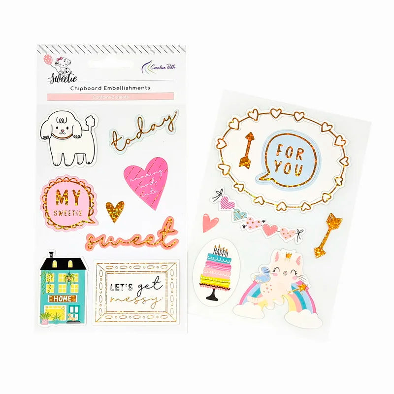 Creative Path Chipboard Stickers Embellishments Accessories Crafts For Scrapbooking Card Making Journal Self Adhesive Decoration