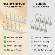10PCS Plant Roller Hanging Hooks Garden Tomato Support Hooks Kits Support String Rope For Tomatoes Eggplants Watermelons Peppers