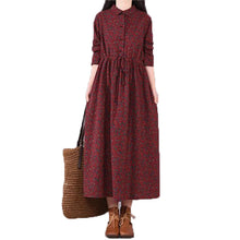 NYFS 2025 Spring  Autumn New Vintage Woman Dress Loose Vintage Waist Tie Dresses Vestido De Mulher Robe Small Floral Long Dress