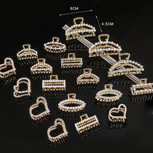 Korea Shiny Crystal Rhinestones Hair Clip Claw Clip Pearl Hair Clips for Women Simple Geometric Hair Clips for Girls Headwear