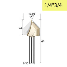 Tideway 90 Degrees V-type Woodworking Milling Cutter Carbide CNC Router Bit V Groove for Wood MDF Cutting Slotting Engraving