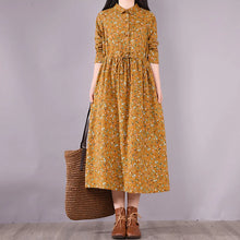 NYFS 2025 Spring  Autumn New Vintage Woman Dress Loose Vintage Waist Tie Dresses Vestido De Mulher Robe Small Floral Long Dress