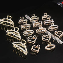 Korea Shiny Crystal Rhinestones Hair Clip Claw Clip Pearl Hair Clips for Women Simple Geometric Hair Clips for Girls Headwear