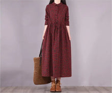 NYFS 2025 Spring  Autumn New Vintage Woman Dress Loose Vintage Waist Tie Dresses Vestido De Mulher Robe Small Floral Long Dress