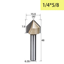 Tideway 90 Degrees V-type Woodworking Milling Cutter Carbide CNC Router Bit V Groove for Wood MDF Cutting Slotting Engraving