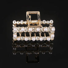 Korea Shiny Crystal Rhinestones Hair Clip Claw Clip Pearl Hair Clips for Women Simple Geometric Hair Clips for Girls Headwear