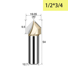 Tideway 90 Degrees V-type Woodworking Milling Cutter Carbide CNC Router Bit V Groove for Wood MDF Cutting Slotting Engraving