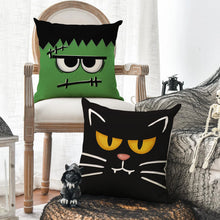 1/4pcs Halloween pillowcase, Halloween orange fun emoji cushion cover, decorative sofa, living room, bedroom cushion cover