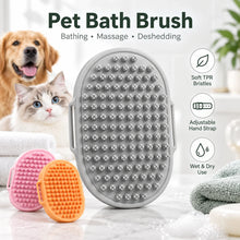 Pet Bath Brush for Dogs Cats Soft TPR Grooming Massage Brush Deshedding Cleaning Scrubber Adjustable Hand Strap Pet Shower Suppl