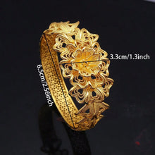 1PCS Copper Golden Color openable Flower bracelets, Middle East Dubai women's fashion jewelry, Ethiopian bride wedding gift