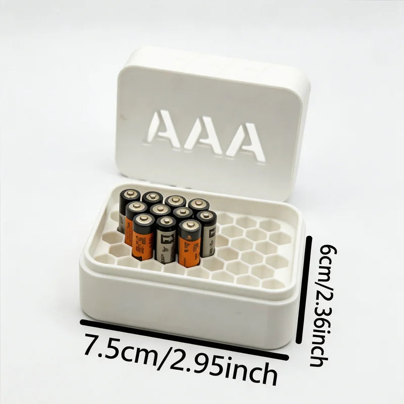 3D Printed Honeycomb AA/AAA Battery Storage Box Minimalist Home Organization Gadget for Neatness Lovers