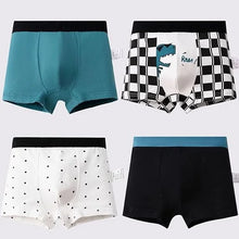 4Pcs/Lot Boys Cotton Boxer Briefs Teenager Cartoon Print Soft Children Panties Dinosaur Polar Bear Car Toddler Kids Underwear