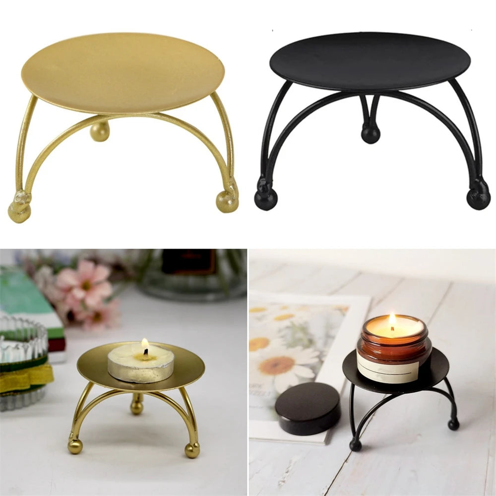 1PC Round Candle Holder Metal Vintage Style Candlestick Desktop Decorative For Wedding Party Table Centerpiece Christmas Decor
