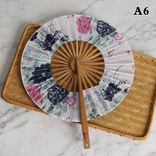 1 Piece Chinese Flower Pattern Round Bamboo Handheld Fan With Tasse Portable Folding Fan Wedding Dance Fan Home Party Decor