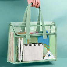 1 Large Capacity Portable Transparent Waterproof Handheld Folder, Expandable File Storage Bag, PVC Self-adhesive File Bag