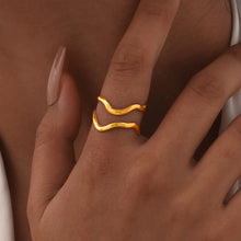 Waterproof Stainless Steel Open Rings Resize For Women, Adjustable Irregular Geometric Minimalist Ring Birthday Gifts