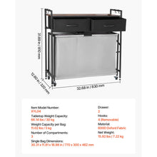 SucceBuy Laundry Sorter Large Laundry Hamper with Metal Frame Freestanding Storage Organizer Baskets for Dirty Clothes, Bathroom