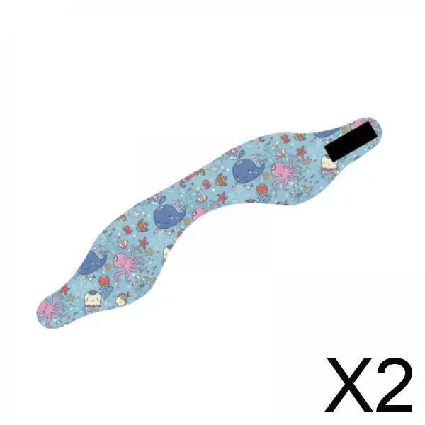 2x Kids Swim Headband Ear Protectors with Fun Designs for Water Activities , B