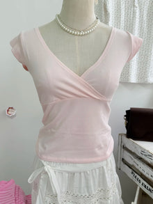 Mint Green V-neck Sleeveless T-shirts Women Summer Simple Fairy Style Slim Cotton Crop Tops Vintage Sweet Preppy Style Vests Y2K
