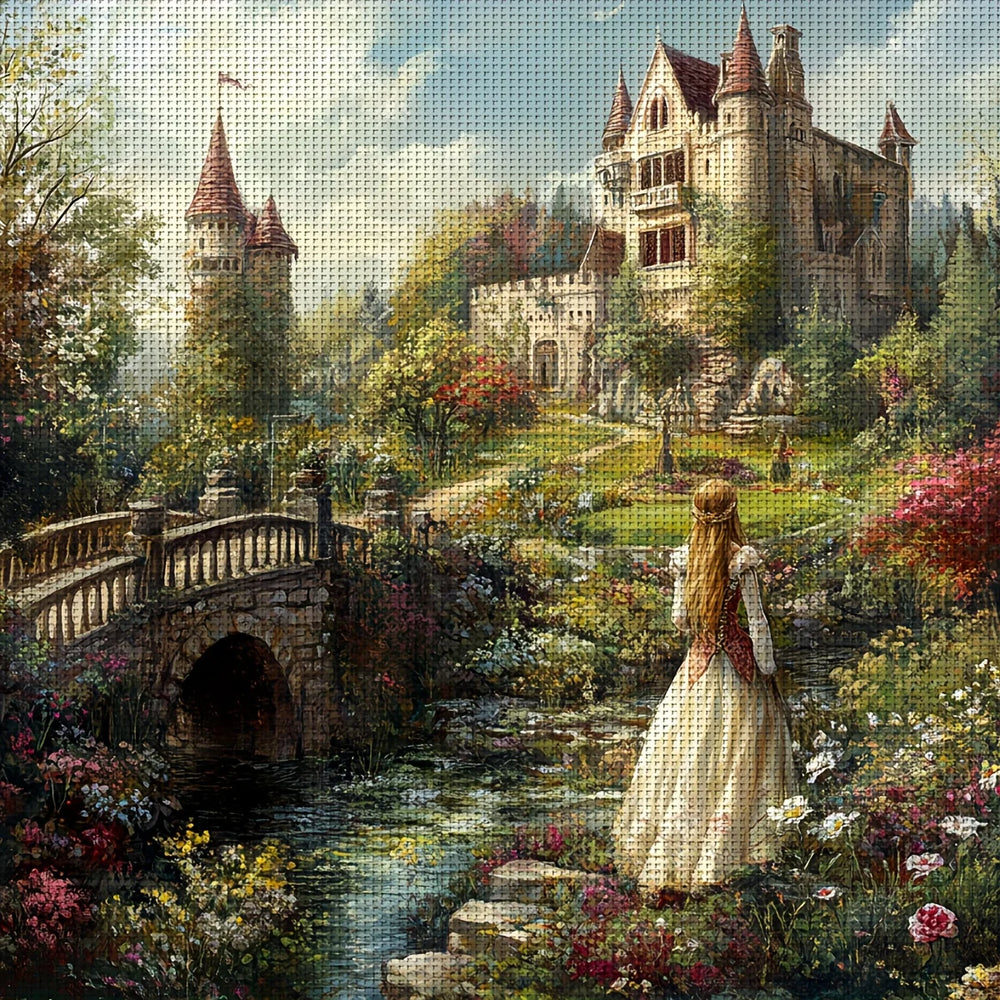 1 Set of 40x40cm-15.7x15.7-inch 50x50cm-19.7x19.7inch 11CT/14CT Printed Fabric Cross Stitch DIY Kit, Large Size, Gift Set