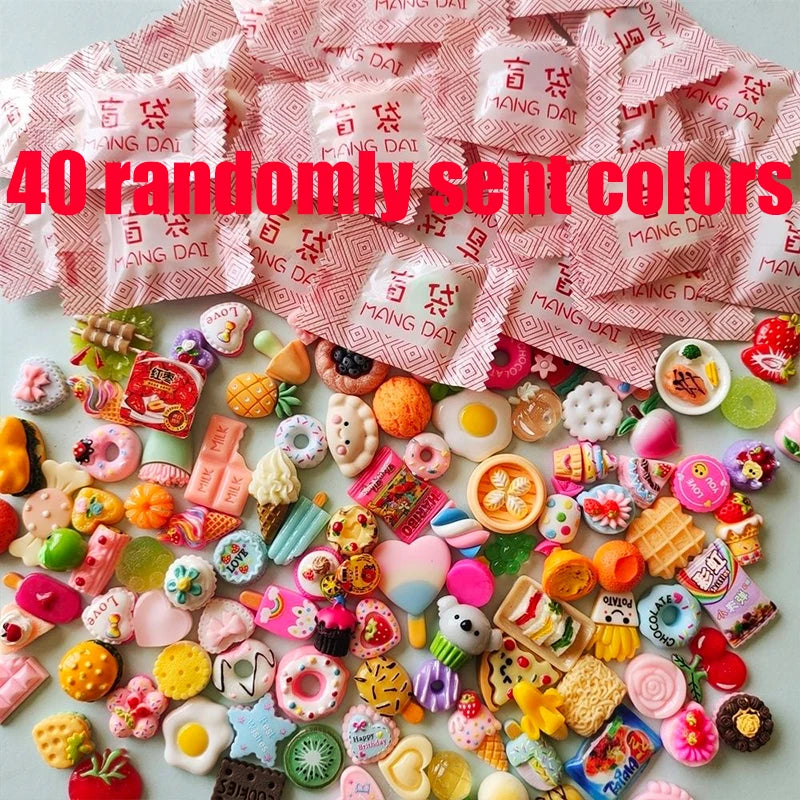 40pcs Mini Luminous Blind Box Animal Snacks Fruit Conch Blind Bag Small Ornaments Creative Decoration Party Gifts Randomly Sent