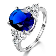 925 Sterling Silver Zircon Rings With White Pink Light Blue Champagne Zircon Oval Stone  Fashion Jewelry  Party Gifts For Women