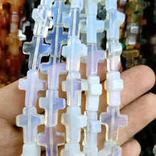 12x16x5mm Natural Stone Cross Loose Beads Semi-Precious Agate DIY Necklace Pendant Jewelry Making Accessories Wholesale