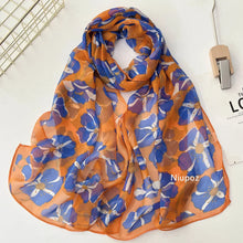 Pretty Flower Women Foulard Elegant Chiffon Georgette Bandana Scarf Summer Beach Sun Protection Thin Breathable