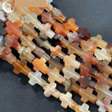 12x16x5mm Natural Stone Cross Loose Beads Semi-Precious Agate DIY Necklace Pendant Jewelry Making Accessories Wholesale
