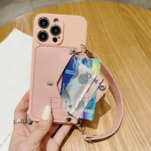 Wrist Strap Case For iPhone 16 14 13 Pro Max 12 Mini 11 Pro X XS Max 7 8 15 Plus Shockproof Wallet Card Silicone Handbag Cover