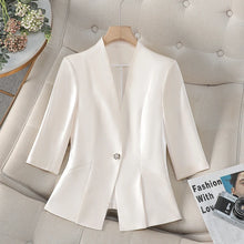 NAVIU Women's Slim Fit Formal Blazer Single Breasted Half Sleeve Jacket Elegant Office Top for 2025 New Spring Summer