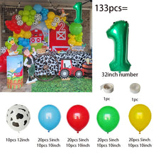 132pcs Red Yellow Green Cow Pattern Printed Latex Balloons Garland Arch Kit Farm Party Supplies Farm Animals Birthday Decoration