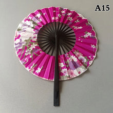 1 Piece Chinese Flower Pattern Round Bamboo Handheld Fan With Tasse Portable Folding Fan Wedding Dance Fan Home Party Decor