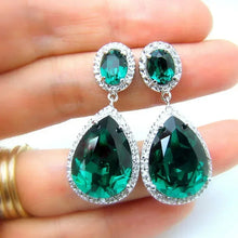 2026 New Style Fashion Green Crystal Pendant Earrings for Women's Engagement Party Accessories with Noble  Unique Jewelry