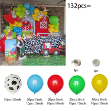132pcs Red Yellow Green Cow Pattern Printed Latex Balloons Garland Arch Kit Farm Party Supplies Farm Animals Birthday Decoration