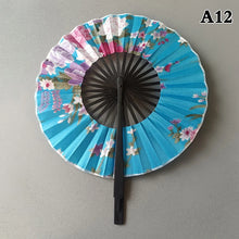 1 Piece Chinese Flower Pattern Round Bamboo Handheld Fan With Tasse Portable Folding Fan Wedding Dance Fan Home Party Decor