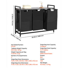 SucceBuy Laundry Sorter Large Laundry Hamper with Metal Frame Freestanding Storage Organizer Baskets for Dirty Clothes, Bathroom