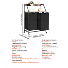 SucceBuy Laundry Sorter Large Laundry Hamper with Metal Frame Freestanding Storage Organizer Baskets for Dirty Clothes, Bathroom