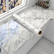 40cm Marble Waterproof Oil Resistant Mildew Proof Self-Adhesive PVC Wall Sticker for Cabinets Kitchen Countertops Wallpaper