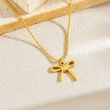 LAMENGLY 316L Stainless Steel Simple Style Bowknot Heart Pearl Geometry Pendant Necklace For Women Elegant Trend Neck Chain Gift