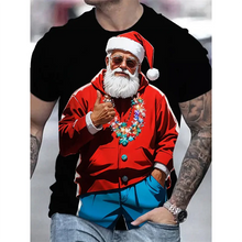Funny Christmas Party Pattern T Shirt For Men Santa Claus 3D Printed Tees Summer Casual Short Sleeve Loose T-Shirts O-Neck Tops