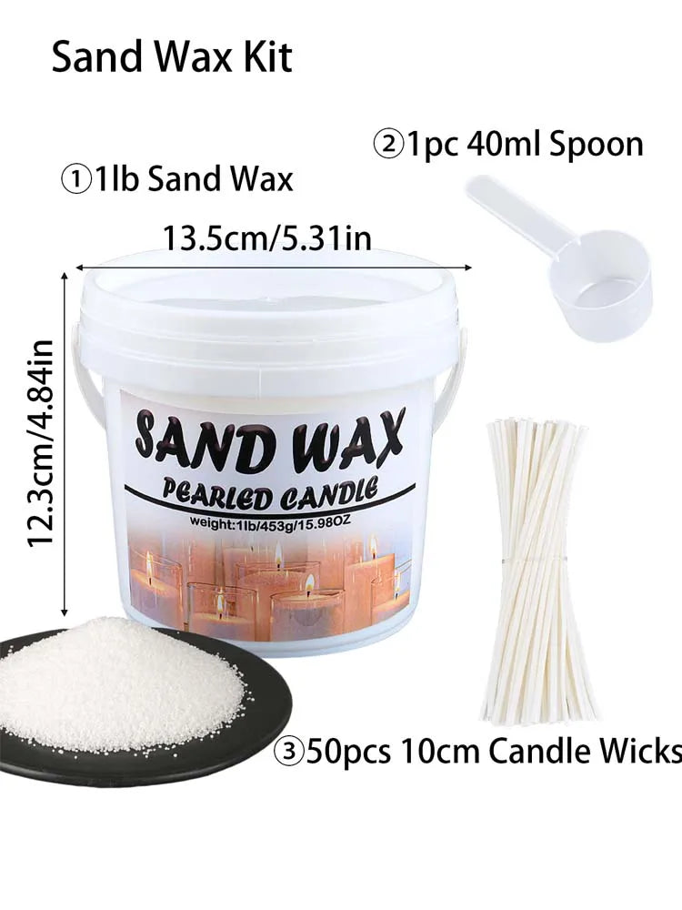1LB Barrel White Sand Wax DIY Handmade Scented Candle Making Kit Ice Flower Wax Snowflake Wax Pearl Wax Sand Painting Materials