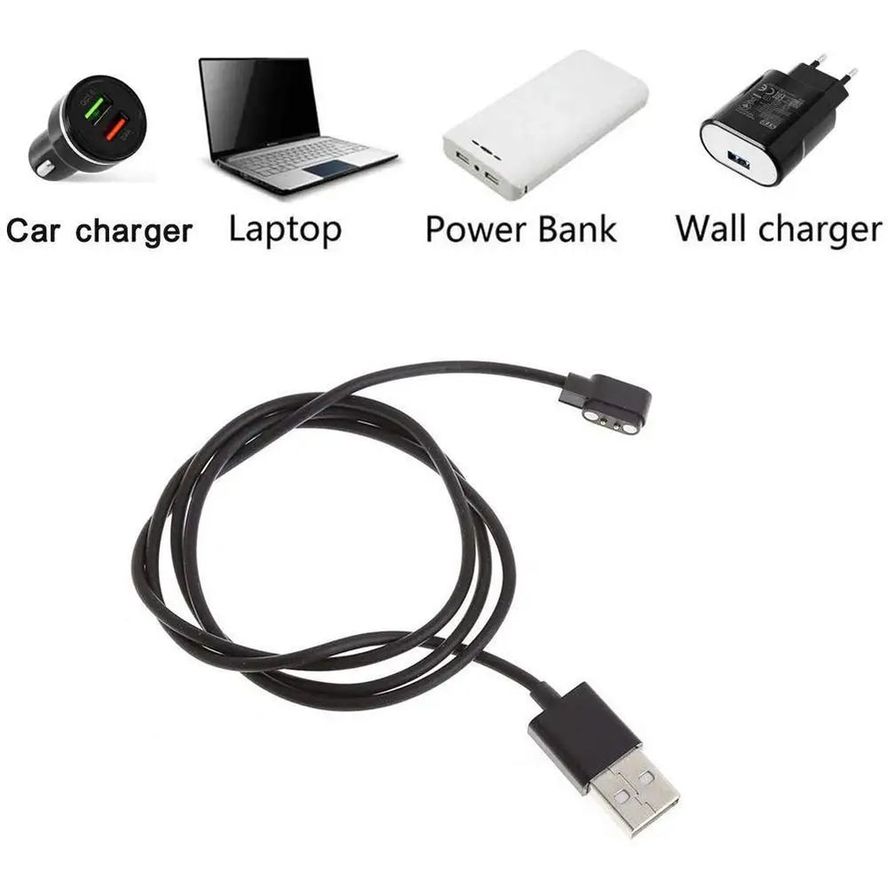 Universal 2Pin Strong Magnetic Charge Cable USB Charging Line Cord ABS Material Black White for Smart Watches