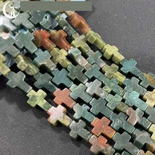 12x16x5mm Natural Stone Cross Loose Beads Semi-Precious Agate DIY Necklace Pendant Jewelry Making Accessories Wholesale