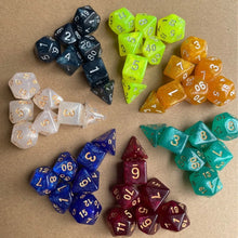 7PCS New Starry Glitter DND Dice Set, D4/D6/D8/D10/D12/D20 Polyhedral RPG Dice for Tabletop Games, Board Game Accessories