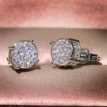 Gold Silver Color Round Ear Studs for Women Men Fashion FourClaw Shiny Rhinestone Stud Earrings