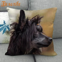 Custom Chinese Crested Dog Pillowcase 45X45cm Wedding Decorative Eco-Friendly Cotton Linen Fabric Pillow Case