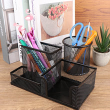 Desk Stationery Organizer Creative Metal Pen Holder Pencil File Storage Rack 3 Grid Storage Box Office Desktop Accessories