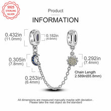 Hot Selling 925 Sterling Silver Charm Star Moon Safety Chain Suitable for Original Bracelets, Necklaces, Jewelry Gifts