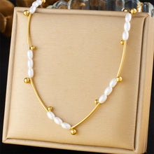 LAMENGLY 316L Stainless Steel Simple Style Bowknot Heart Pearl Geometry Pendant Necklace For Women Elegant Trend Neck Chain Gift